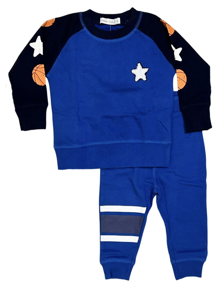 Little Mish Cobalt BBall Star Sweatpant Set