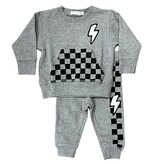 Mish Grey Check Bolt Pocket Sweatsuit Set