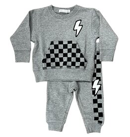 Mish Grey Check Bolt Pocket Sweatsuit Set