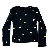 FBZ  Black Mini Heart Ribbed Top