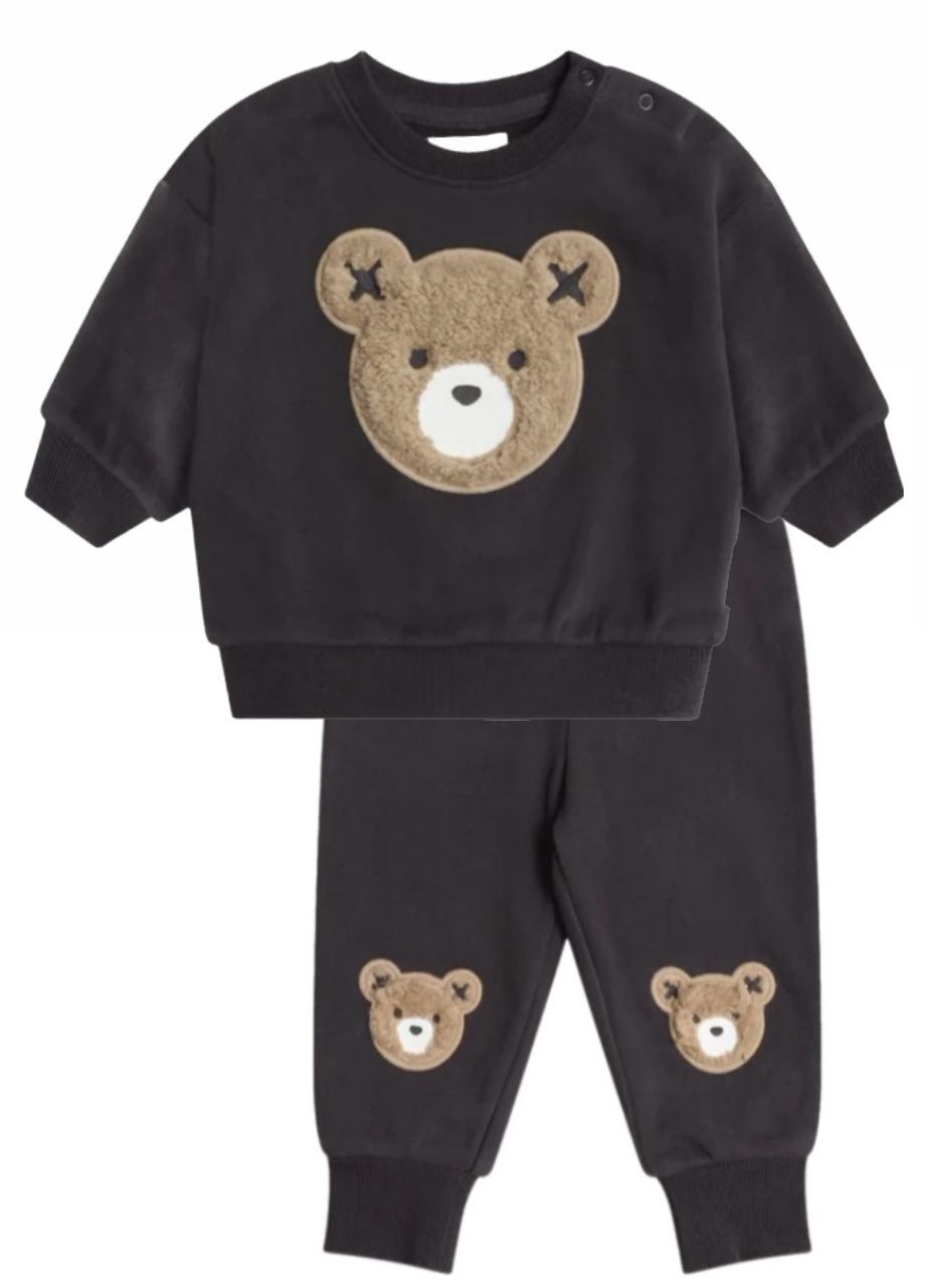 Hux Furry Bear Vintage Black Sweatset