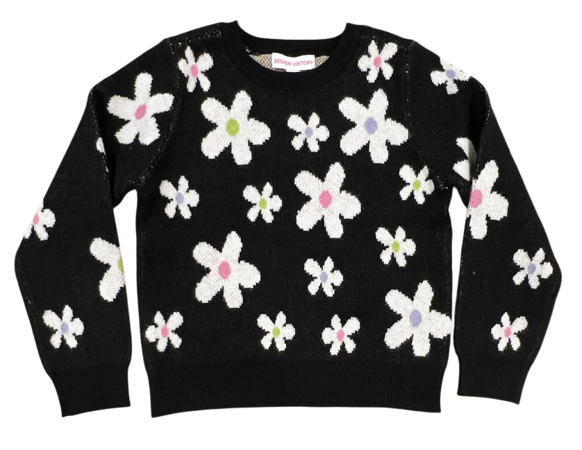 Design History Blk Multi Floral Soft Sweater