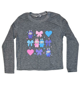 Firehouse Grey Labubu Hearts LS Tee