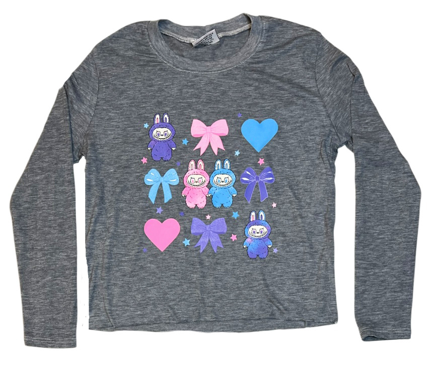 Firehouse Grey Labubu Hearts LS Tee