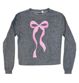 Firehouse Grey Pink Check Bow Fleece Sweatshirt