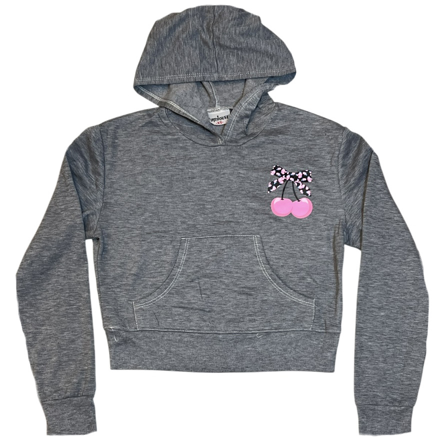 Firehouse Grey Cherry Bow Pocket Hoodie
