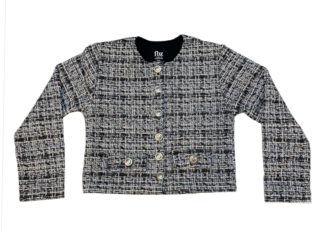 FBZ Plaid Silver Button Blazer