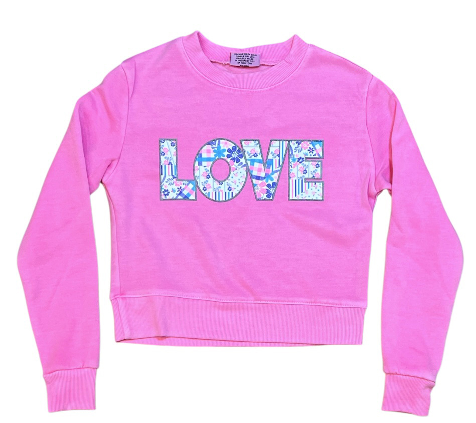 Firehouse Neon Pink Floral LOVE Fl Sweatshirt