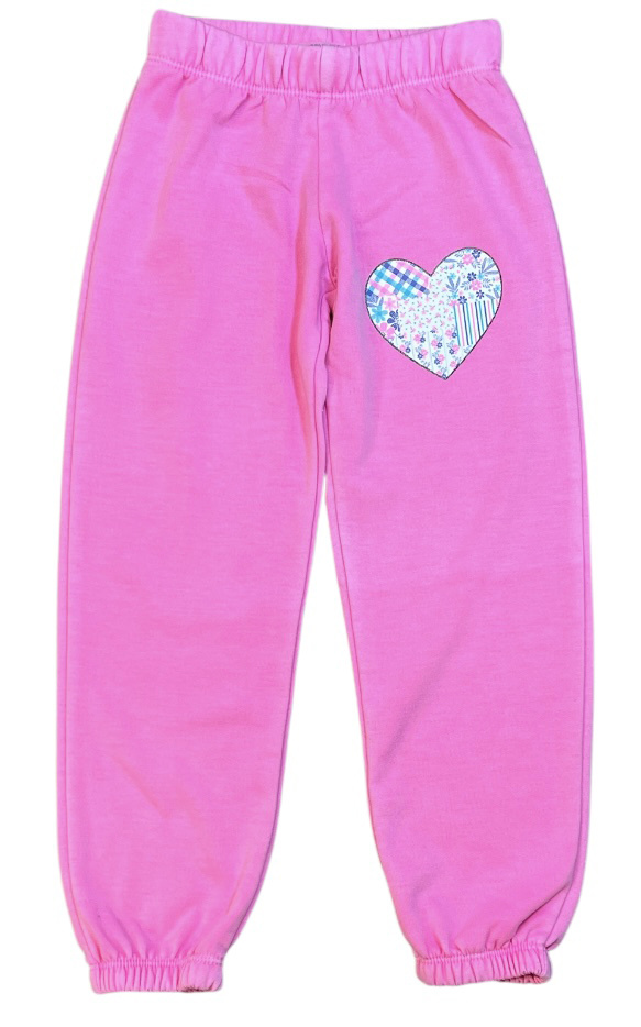 Firehouse Neon Pink Floral Heart  Fl Sweatpant