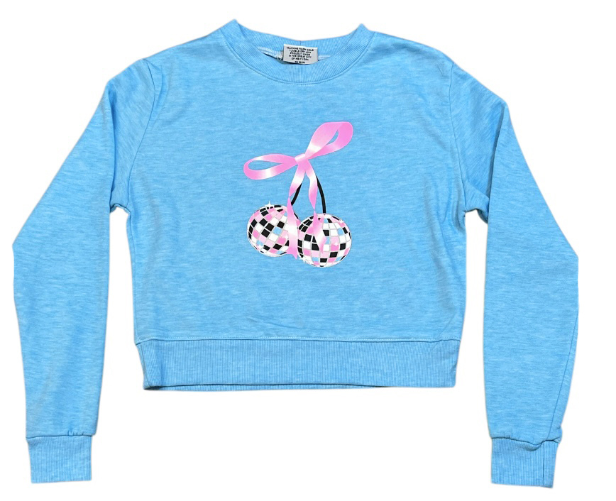 Firehouse Brt Aqua Disco Cherry Bow Fl. Sweatshirt
