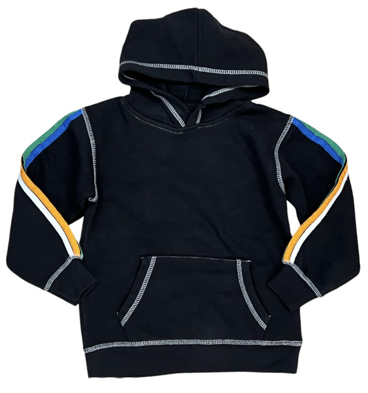 Vintage Havana Boys Stripe Trim Black Hoodie
