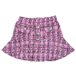 FBZ Pink Plaid Silver Button Skirt