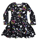 Social Butterfly Smiley Splatter Ruffle Dress