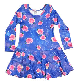 Social Butterfly Periwinkle Roses Ruffle Inf Dress