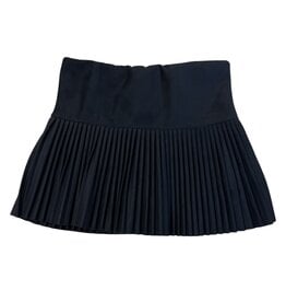 Cheryl Kids Pleated Black Faux Suede Skort