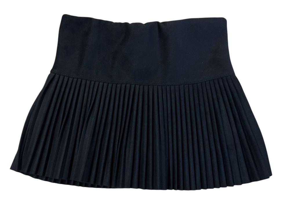 Cheryl Kids Pleated Black Faux Suede Skort