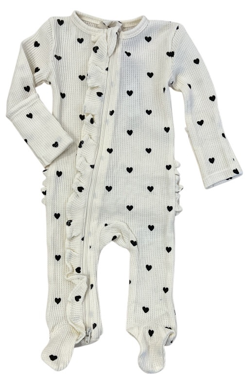 SP Love Cream Heart Thermal Ruffle Footie