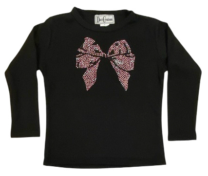 Dori Big Bow Black LS Ribbed Top