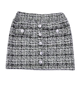 FBZ Stretch Tweed Plaid Straight Skirt