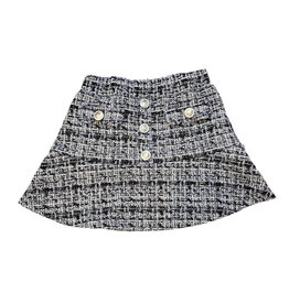 FBZ Stretch Tweed Plaid Ruffle Skirt