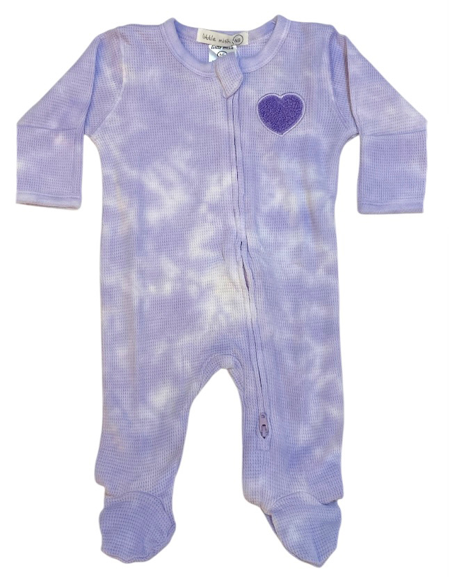 Little Mish Lilac Crush Heart Thermal Footie