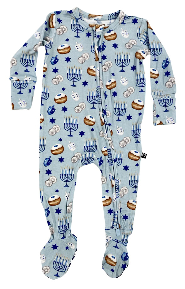 Lev New Hanukkah Zip Footie