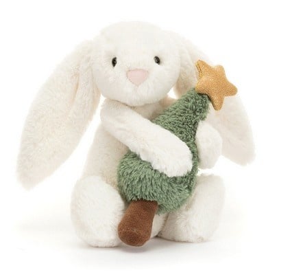 Jellycat Bashful Bunny with Christmas Tree