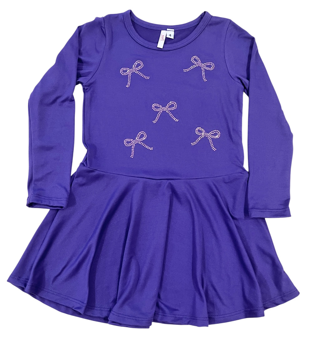 Sofi Soft Purple Rhinestone Bow Dress