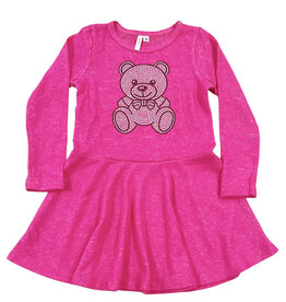 Sofi Hot Pink Hacci Rhinestone Bear Dress