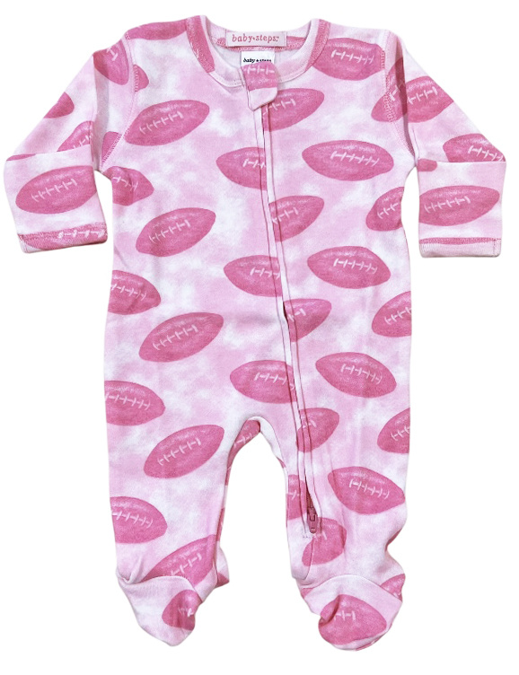 Baby Steps Pink Foorballs Footie