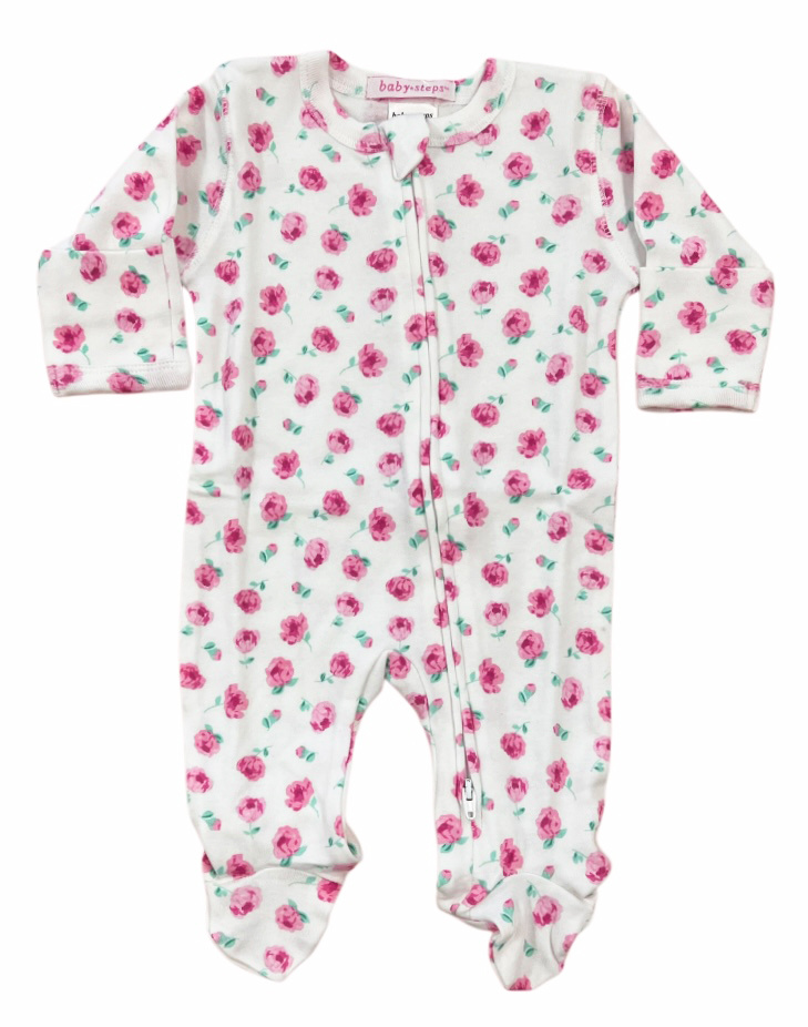 Baby Steps Pink Rose Footie