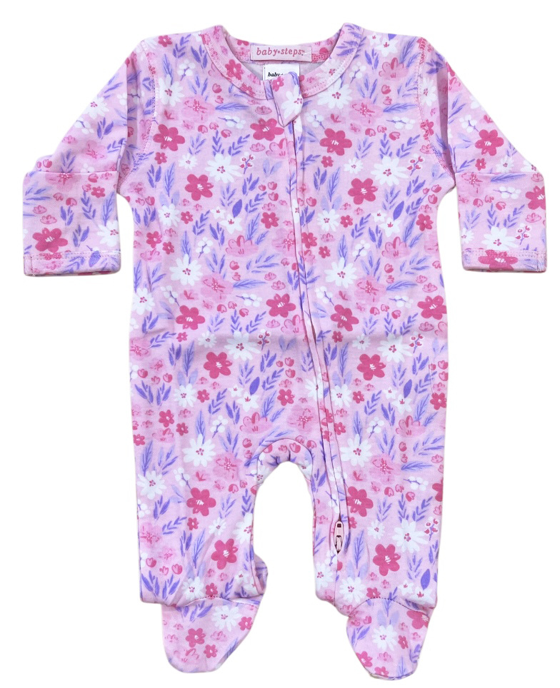 Baby Steps Pretty Floral Footie
