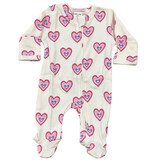Baby Steps Cream Triple Hearts Footie