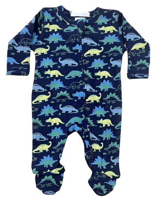 Baby Steps Navy Dino Parade Footie