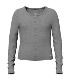 Jordache Grey Ribbed Button Top