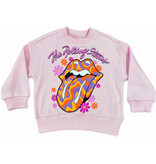 Chaser Pink Rolling Stones Retro Floral Tongue Sweatshirt