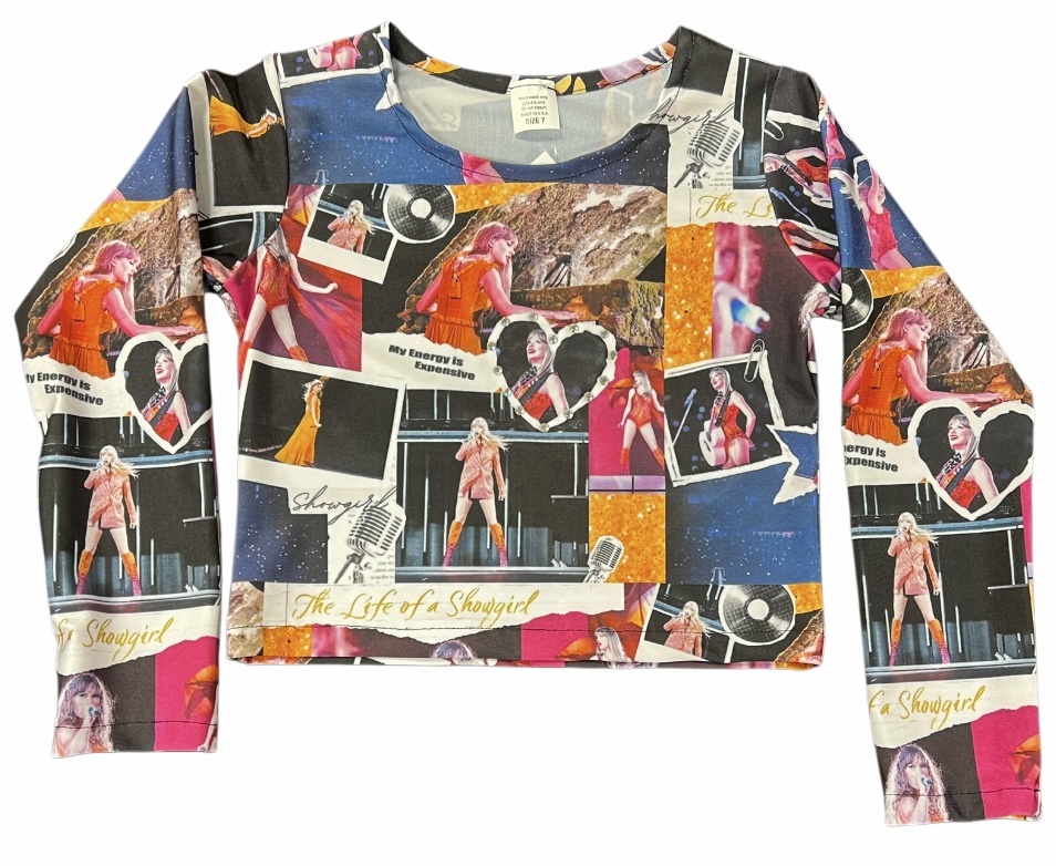 Swiftie Showgirl LS Top w Crystal Star