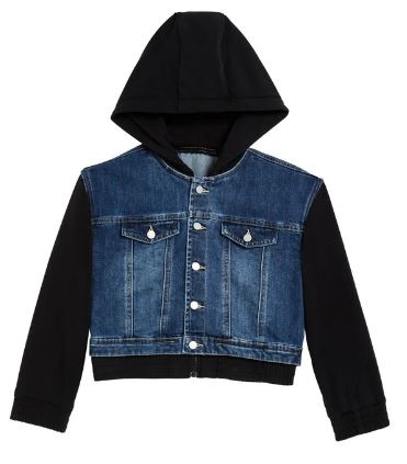 Tractr Blk Sweat/Denim Combo Jacket