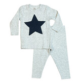 Oh Baby H Grey Navy Rib Star 2 pc Set