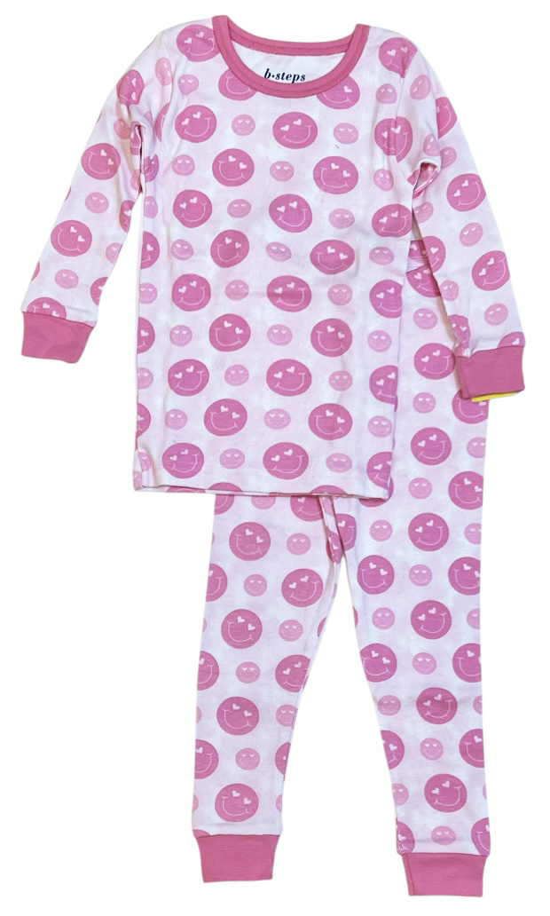 Baby Steps Multi Pink Smiley PJ Set