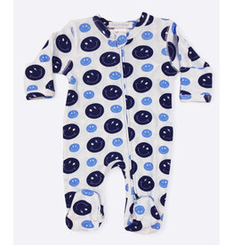 Baby Steps Multi Blue Smiley Footie