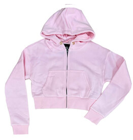KatieJNYC Ballet Pink Cropped Zip Hoodie
