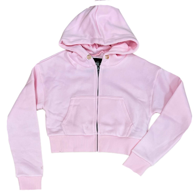 KatieJNYC Ballet Pink Cropped Zip Hoodie