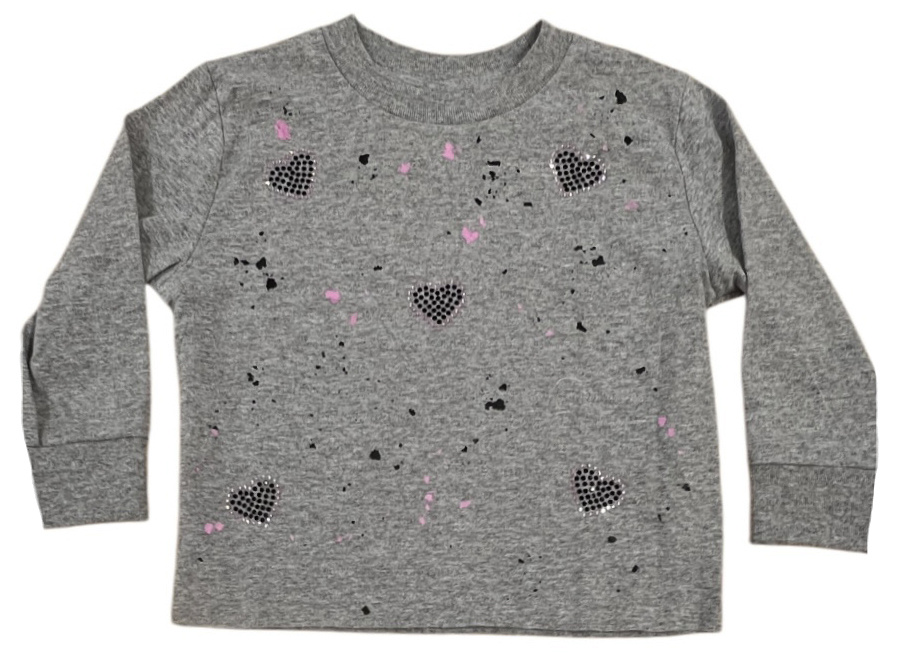 Rock Candy Grey Splatter Bling Heart Top