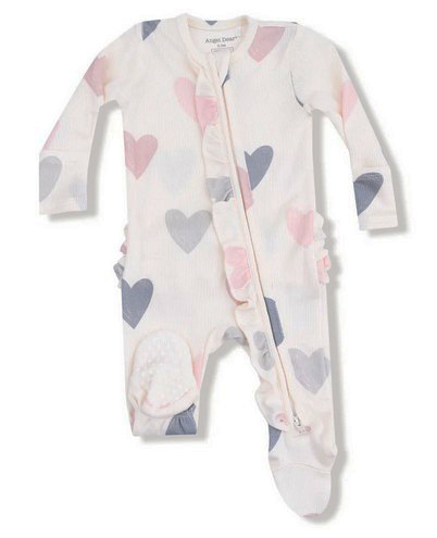 Angel Dear Hearts Ribbed Ruffle Footie