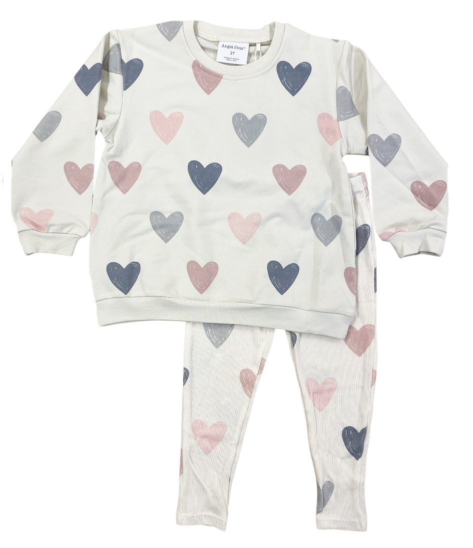 Angel Dear Greige Hearts Toddler Legging Set