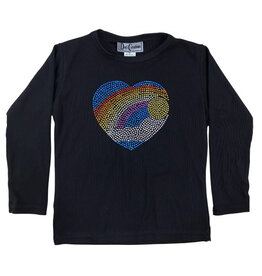 Dori Bling Rainbow Heart LS Ribbed Top