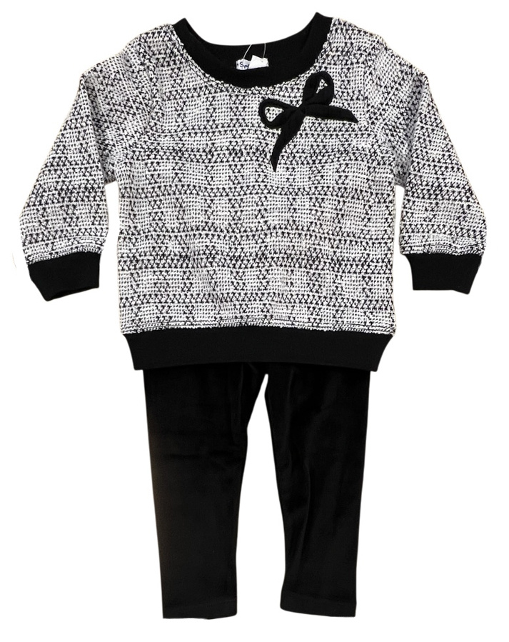 Splended Tweed Bow w/Velvet Legging Set