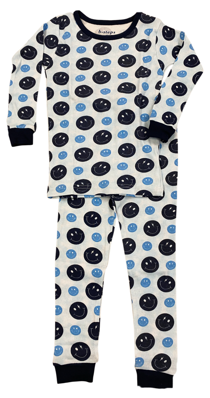 Baby Steps Multi Blue Smiley PJ Set