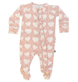 Sweet Pink Hearts Ruffle Footie